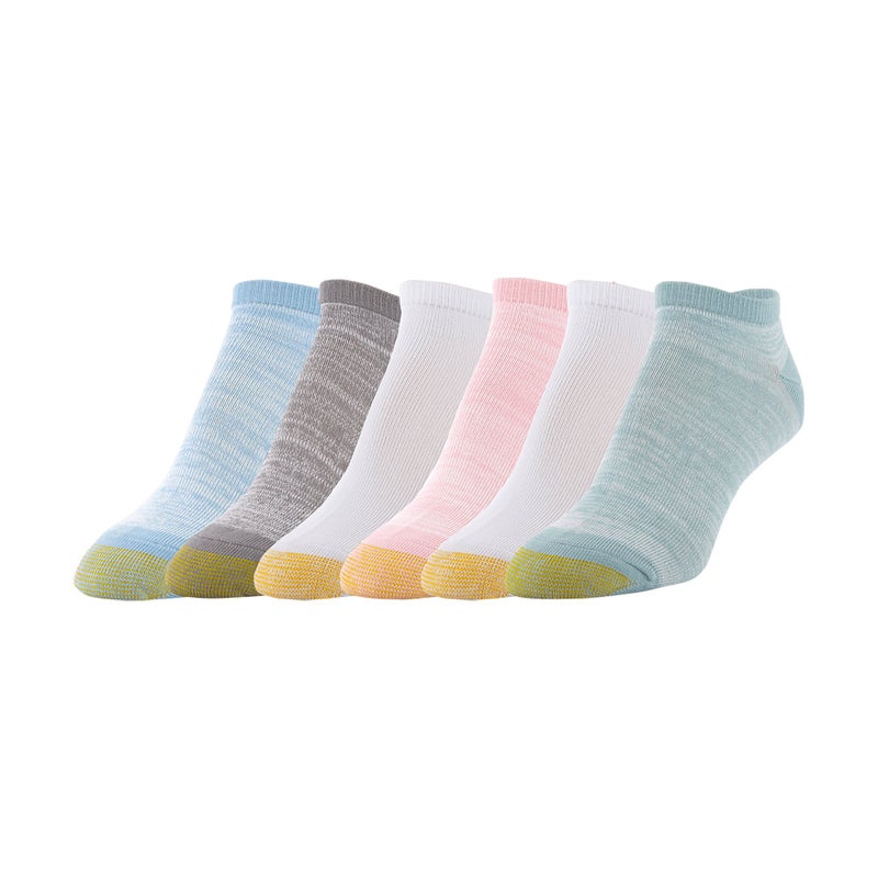 GOLDTOE Women's Free Feed Soft Low Cut Socks (6 Pair Pack), Aqua, Blush, White/Grey, Light Blue, Shoe Size: 6-9
